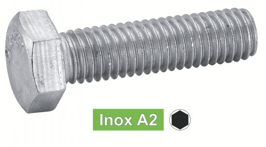 VIS À MÉTAUX TÊTE HEXAGONALE ENTIÈREMENT FILETÉE M3 à M6, Lot 10 à 50pcs, INOX