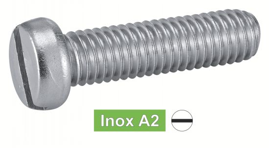 Vis 2mm à métaux tête cylindrique fendue INOX A2 ISO 1207 M2