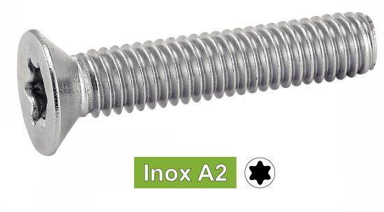 VIS A METAUX TETE CYLINDRIQUE SIX LOBES Inox A2 ISO 14583 (similar DIN  7985) (Modèle : 62231)