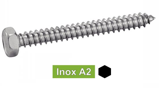 Vis à tôle tête hexagonale ( TH) inox - LES-INOXYDABLES