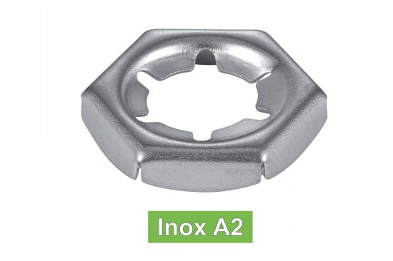 ECROUS -PAL- AUTOFREINES HEXAGONAUX Inox A2 DIN 7967 (NFE27-460) (Modèle :  62608)