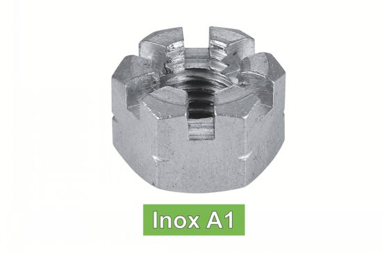 ECROUS HEXAGONAUX A CRENEAUX Inox A1 DIN 935 (similar ISO 7035