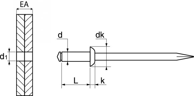 Rivet tête plate en inox 304