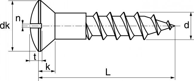 Vis bois inox A4 têtes fraisées bombées fendues Dimension 3X20 mm