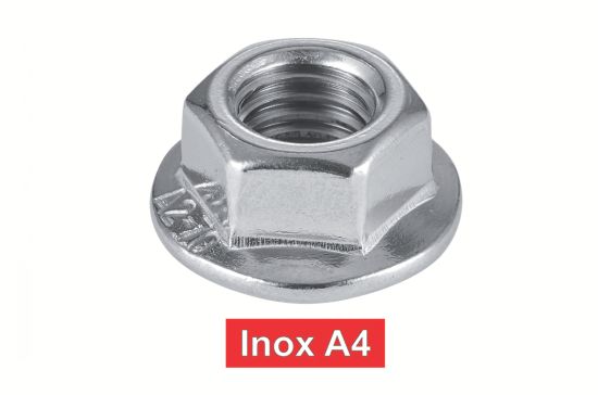 Ecrou frein Nylstop à embase crantée - INOX A4 - DIN 6926