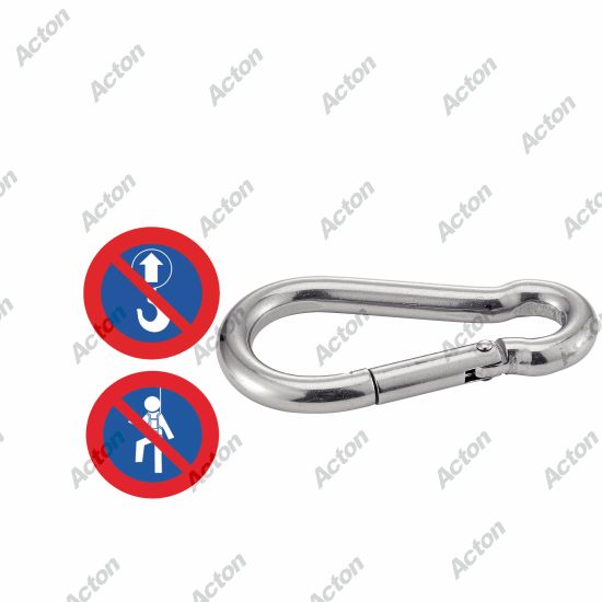 Moschettone Piccolo In Acciaio Inox AISI 316, Forma A D Con Leva Dritta E Sistema Keylock, Made In Italy, Carico 16 KN, Peso 71g