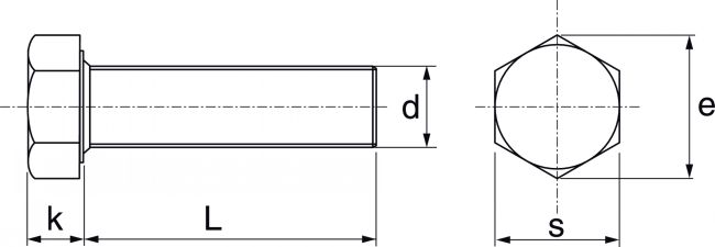 SECHSKANTSCHRAUBEN VOLLGEWINDE Inox A2 DIN 933 (similar ISO 4017