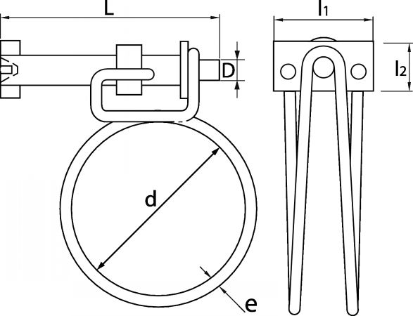 Colliers de serrage double fil acier W1 diamètre de serrage minimum  235maximum 27 mm boîte de 3 pièces