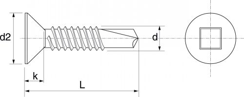 Vis autoperceuses tête fraisée carrée / Square countersunk head self drilling screws