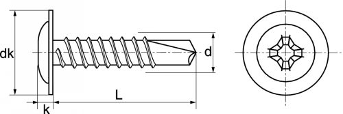 Vis autoperceuses tête crantée large phillips / Phillips truss head serrated self drilling screws