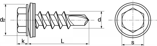 Vis autoperceuses tête hexagonale rondelle / Hexagon head with EPDM bonded washer Ø16 self drilling screws