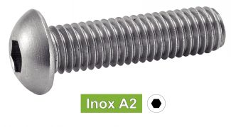 Vis à Métaux Tête Bombée Six Pans Creux : (M3 x 20mm) x 10pcs, VM TBHC, Acier Inox A2, Usage Exterieur-Intérieur, Norme ISO 7380-1