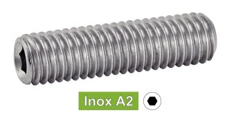 Vis sans tête six pans creux bout plat inox A2 / Hexagon socket set screws flat point