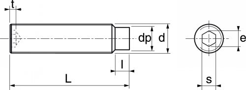 Vis sans tête six pans creux bout téton long / Hexagon socket set screws dog point