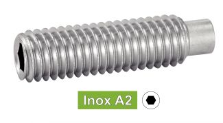 Vis sans tête six pans creux bout téton long inox A2 / Hexagon socket set screws dog point