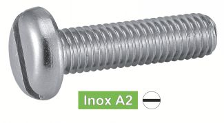 Vis à métaux tête cylindrique large fendue inox A2 / Slotted pan head machine screws