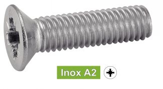 Vis à métaux tête fraisée pozidrive inox A2 / Pozidrive countersunk head machine screws