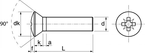 Vis à métaux tête fraisée bombée pozidrive / Pozidrive raised countersunk head machine screws