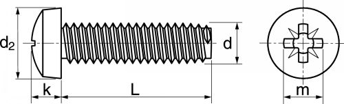 Vis autotaraudeuses tête cylindrique pozidrive / Pozidrive pan head thread rolling screws