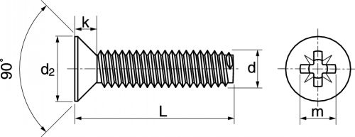 Vis autotaraudeuses tête fraisée pozidrive / Pozidrive countersunk head thread rolling screws