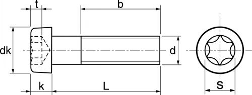 Vis à métaux tête cylindrique basse six lobes