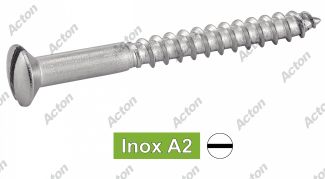 Vis a bois t&ecirc;te frais&eacute;e bomb&eacute;e fendue Inox A2