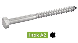 Vis à bois tête hexagonale - tirefond inox A2 / Hexagon head wood screws