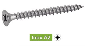 Vis pour agglomere tête fraisee pozidrive inox A2 / Pozidrive countersunk head chipboard screws