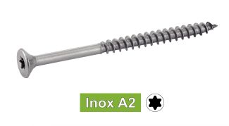 Vis pour agglomere tête fraisee six lobes inox A2 / Six lobe countersuk head chipboard screws