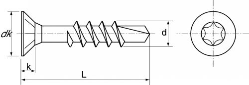 Vis agglomere tête fraisee six lobes