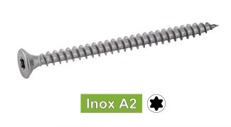 Vis pour agglomere tête fraisee six lobes inox A2 / Six lobe countersuk head chipboard screws