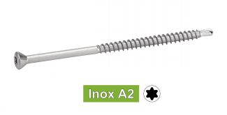 Vis de parquet tête fraisée six lobes inox A2 / Six lobe chipboard screws with self-drilling point