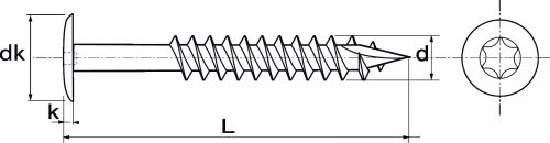 Six lobe truss head timber screw (Schema)