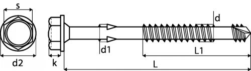 Vis autoperceuses tête hexagonale rondelle / Hexagon head self drilling screws with winglets and EPDM washer