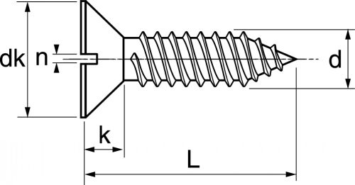 Vis à tôle tête fraisée fendue / Slotted countersunk head self tapping screws forme C