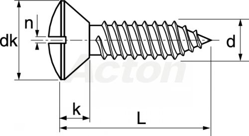 Tornillos rosca chapa con cabeza avellanada abombada ranurada forme c (Diagrama)