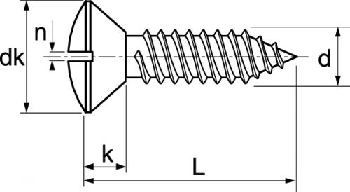 Vis à tôle tête fraisée bombée fendue / Slotted raised countersunk head self tapping screws forme C