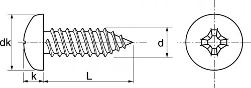 Vis à tôle tête cylindrique large phillips / Phillips pan head self tapping screws forme C