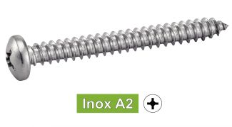 Vis à tôle tête cylindrique large phillips inox A2 / Phillips pan head self tapping screws forme C