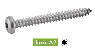 Vis à tôle tête cylindrique large six lobes inox A2 / Six lobe pan head self tapping screws forme C