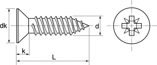 Vis à tôle tête fraisée pozidrive / Pozidrive countersunk head self tapping screws forme C