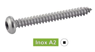 Vis à tôle tête cylindrique empreinte carrée inox A2 / Square pan head self tapping screws