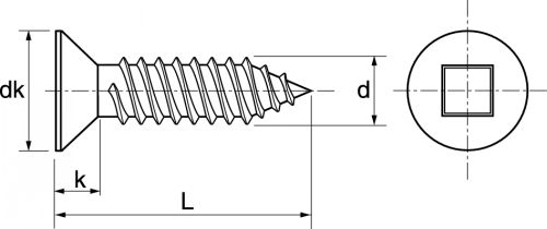 Vis à tôle tête fraisée carrée / Square countersunk head self tapping screws forme C