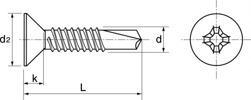 Vis autoperceuses tête fraisée phillips / Phillips countersunk head self drilling screws