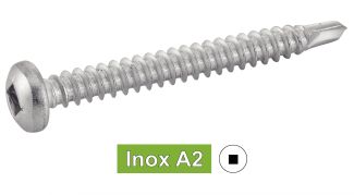 Vis autoperceuses tête cylindrique carrée Inox A2 / Square pan head self drilling screws