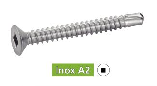 Vis autoperceuses tête fraisée carrée Inox A2 / Square countersunk head self drilling screws