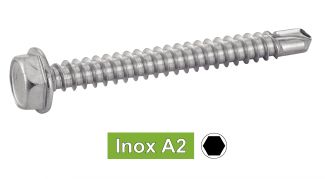 Vis autoperceuses tête hexagonale à embase inox A2 / Hexagon head with flange self drilling screws