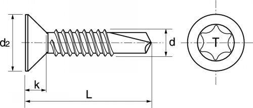 Vis autoperceuses tête fraisée six lobes / Six lobe countersunk head self drilling screws