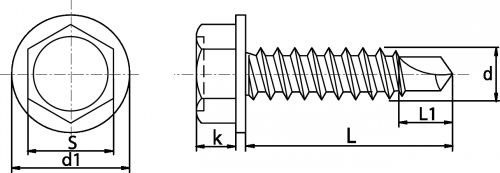 Vis autoperceuses tête hexagonal embase / Hexagon head with flange self drilling screws point n°1 bi-metal