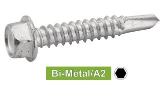 Vis autoperceuses tête hexagonale embase BI-METAL / Inox A2 - Hexagon head with flange self drilling screws